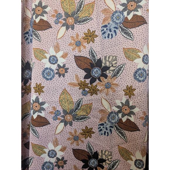 LOFT Floral Fluted Maxi Length Skirt Silky Feel Pink Multi Color Womens Size 6 - Picture 2 of 7